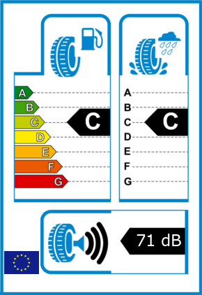 EU-Reifel-Label Kraftstoffeffizienz-Klasse C Nasshaftung-Klasse C Rollgeraeusch-Klasse 3 Rollgeraeusch-dB 71