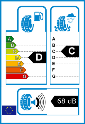 EU-Reifel-Label Kraftstoffeffizienz-Klasse D Nasshaftung-Klasse C Rollgeraeusch-Klasse 1 Rollgeraeusch-dB 68