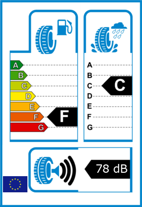 EU-Reifel-Label Kraftstoffeffizienz-Klasse F Nasshaftung-Klasse C Rollgeraeusch-Klasse 3 Rollgeraeusch-dB 78