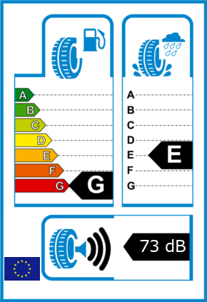EU-Reifel-Label Kraftstoffeffizienz-Klasse G Nasshaftung-Klasse E Rollgeraeusch-Klasse 3 Rollgeraeusch-dB 73