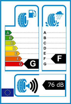 EU-Reifel-Label Kraftstoffeffizienz-Klasse G Nasshaftung-Klasse F Rollgeraeusch-Klasse 3 Rollgeraeusch-dB 76